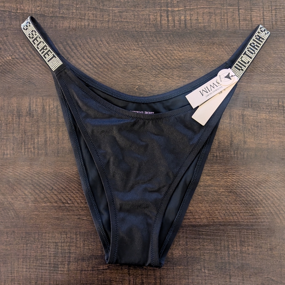 Victoria's Secret Swim Shine Strap Bikini Brazilian Bottom. Black. Size L & XL